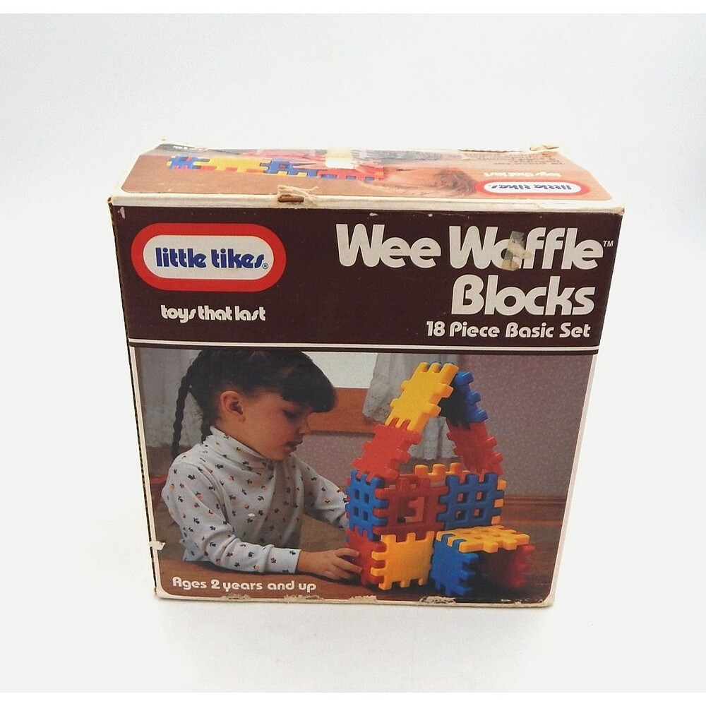 Little Tikes Classic Wee Waffle Blocks #0510 18 PC Basic Set Complete 1984
